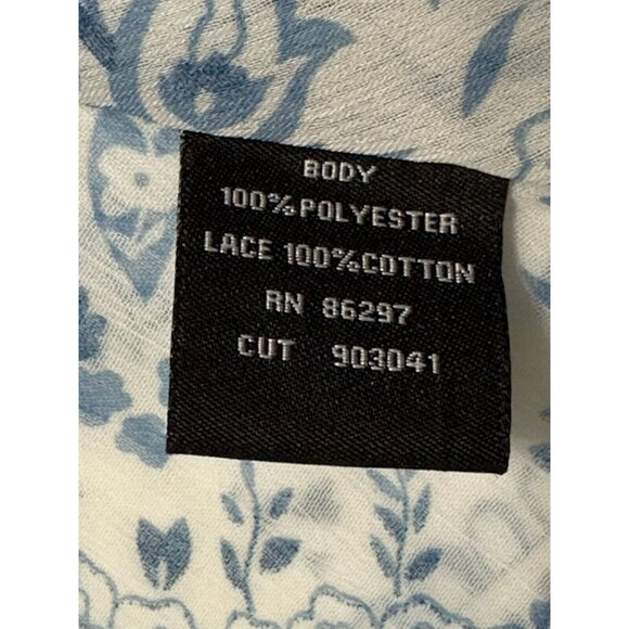 BCBG Maxazria Fashion Vest Cardigan Blue & White Paisley‎ Floral Lace Back S / M - Picture 5 of 6